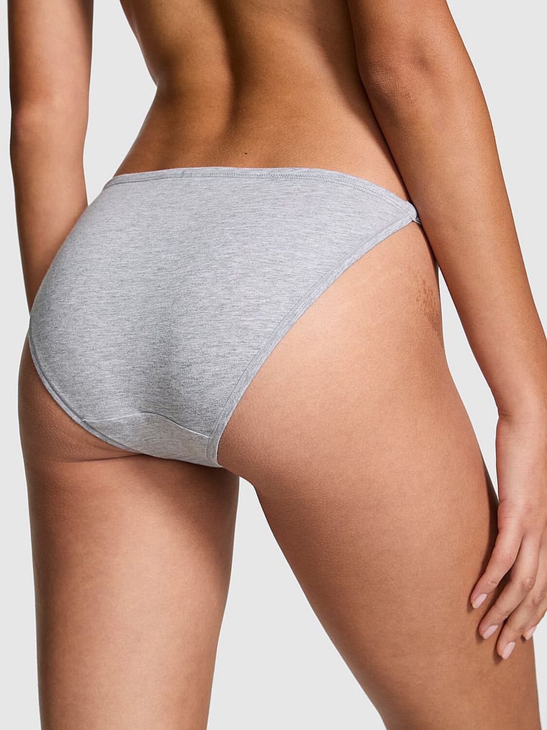vs Pink Cotton String Bikini Panty Medium Heather Grey 2 of 3 