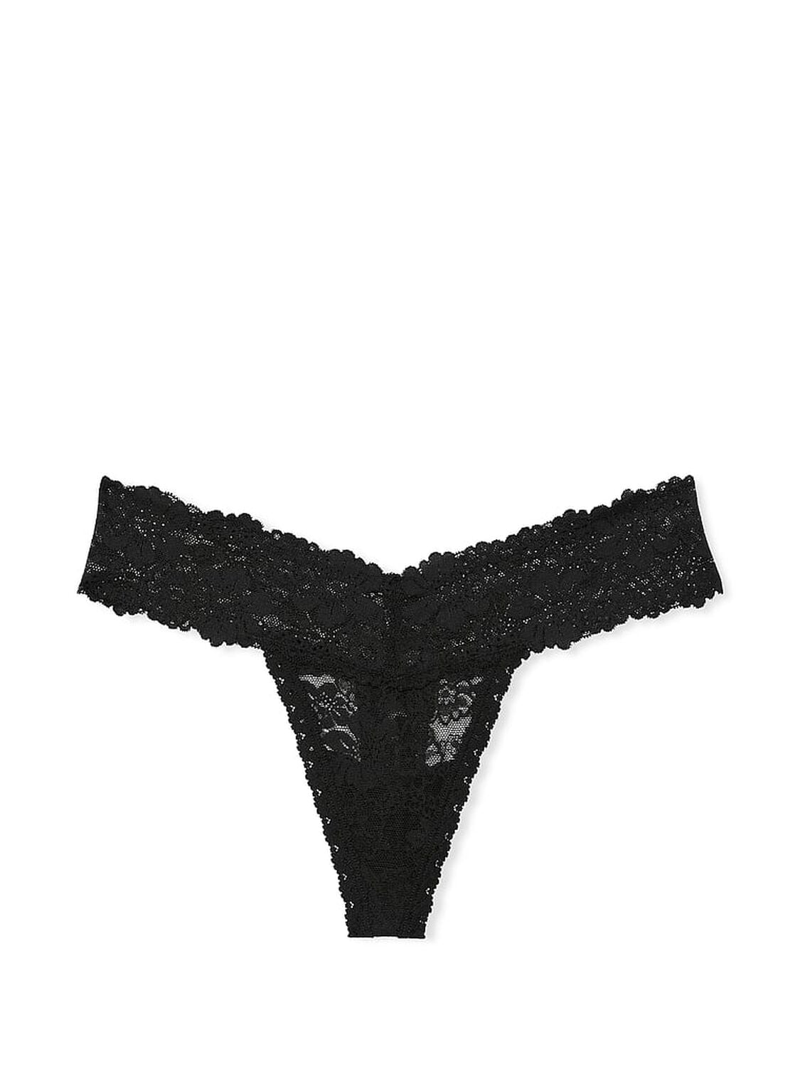 pink Pink Wink Lace Thong Panty Pure Black 3 of 4 