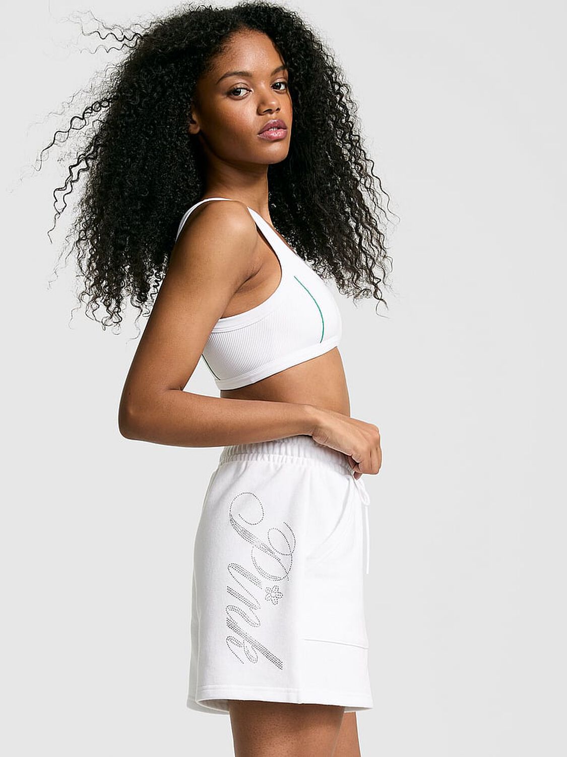 vs Pink Ivy Fleece Classic Shorts Vs White Shine 2 of 3 