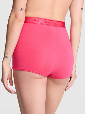 Logo Cotton High-Waist Boyshort Panty