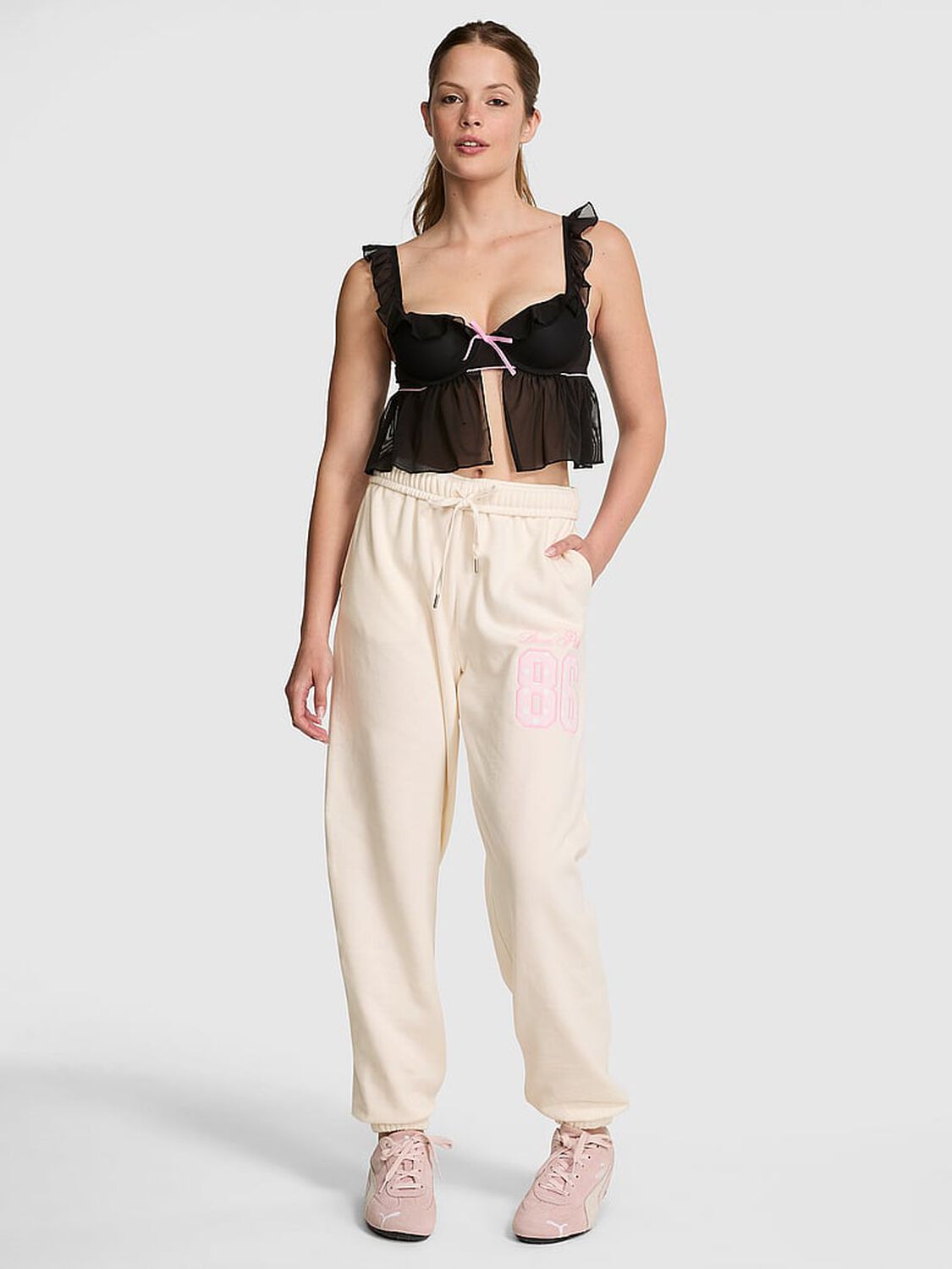 vs Pink Campus Fleece&trade;&nbsp;Sweatpants Cozy White 1 of 3 