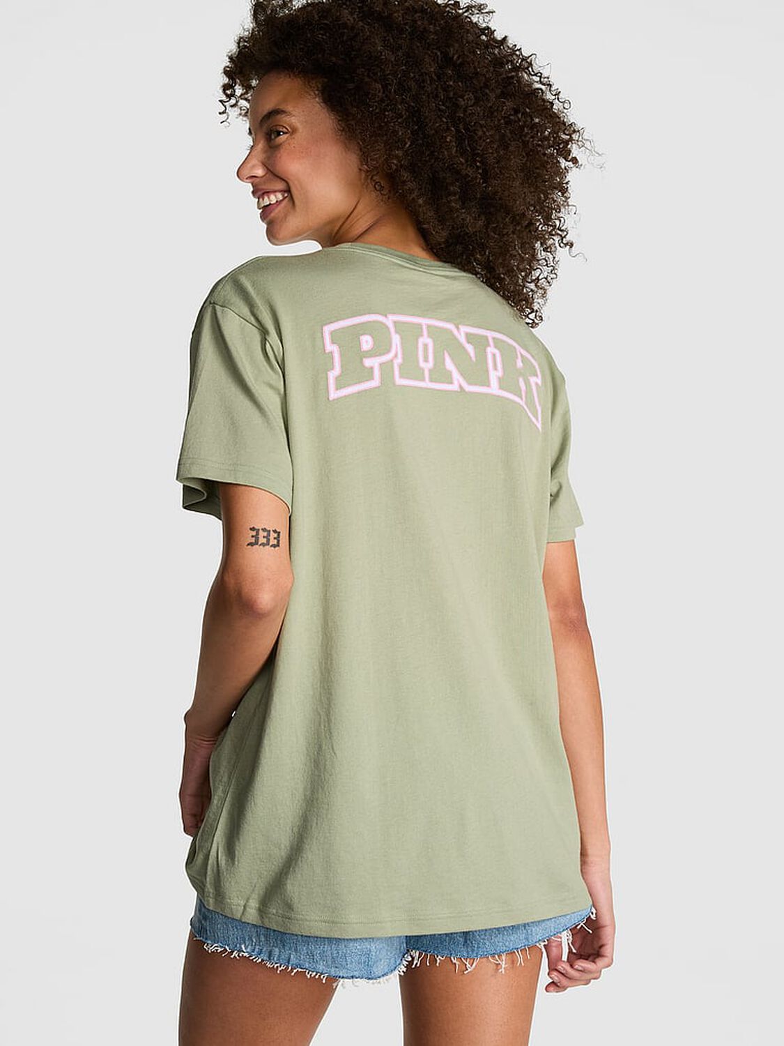 vs Pink Campus Cotton Tee Green Garden Back Graphic 2 of 3 