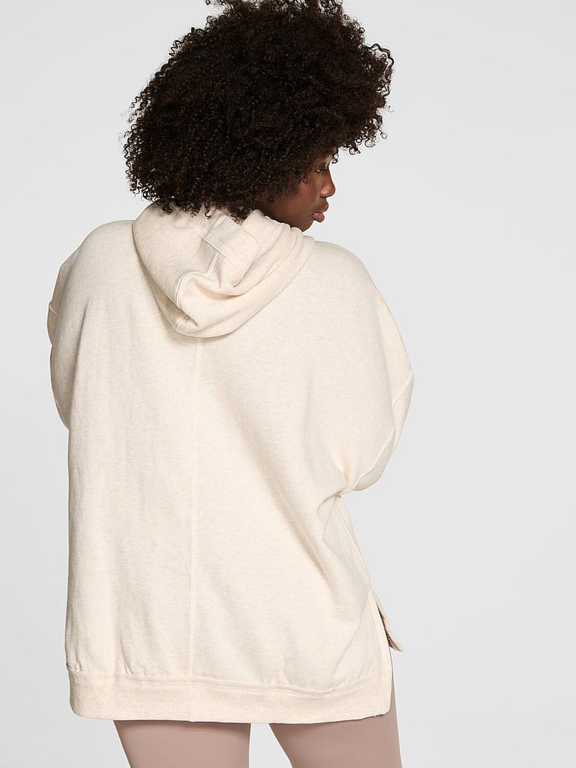 vs Pink Ivy Fleece Tunic Hoodie Natural Heather 2 of 3 