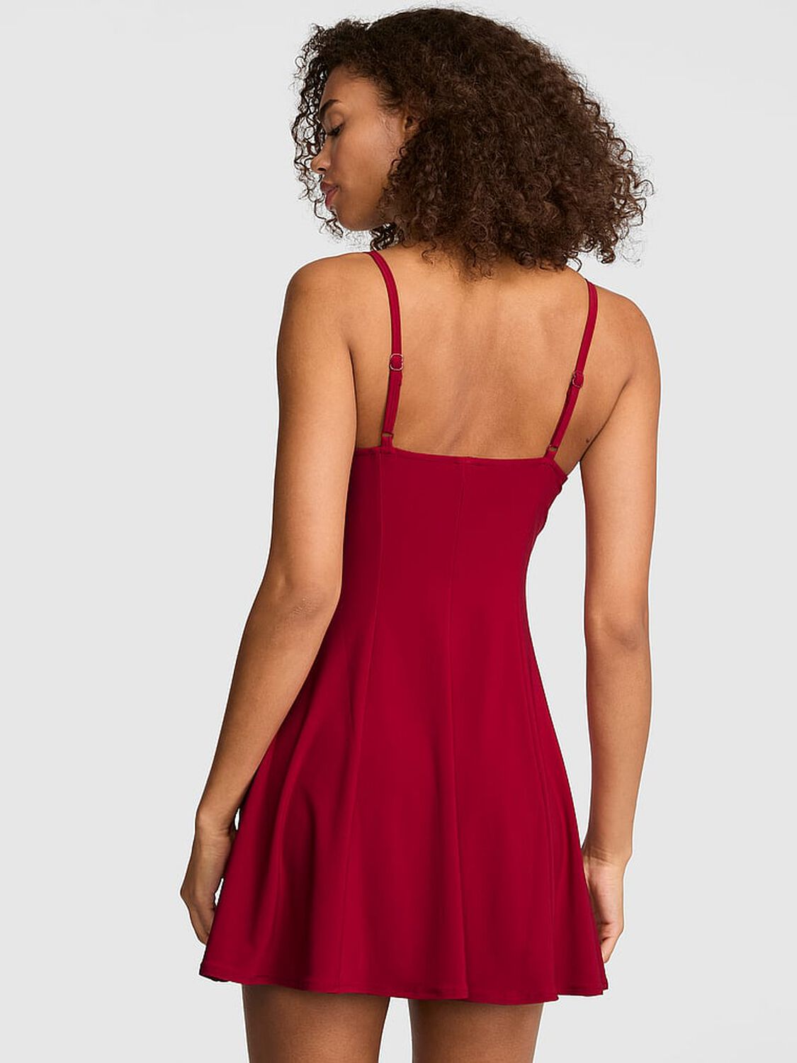 vs Pink Night-Out Stretchy Knit Corset Dress Red Lacquer 2 of 3 
