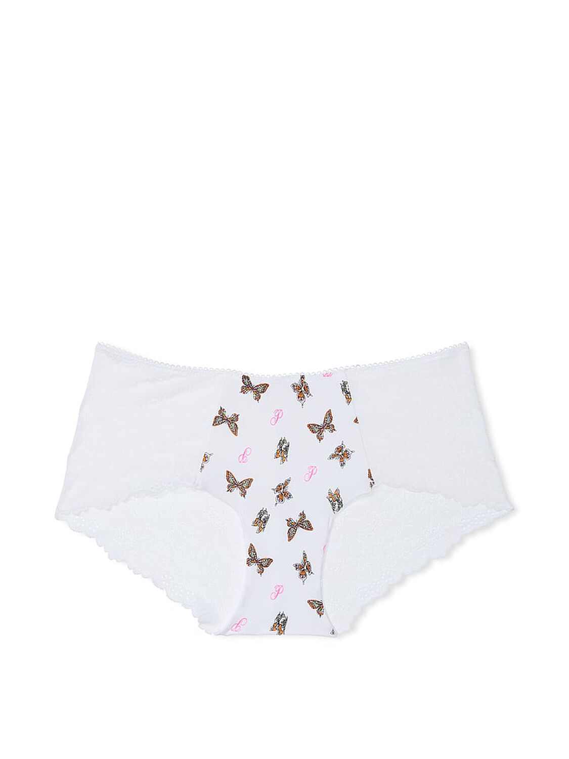 vs Pink No-Show Hiphugger Panty White Butterfly Print 1 of 2 