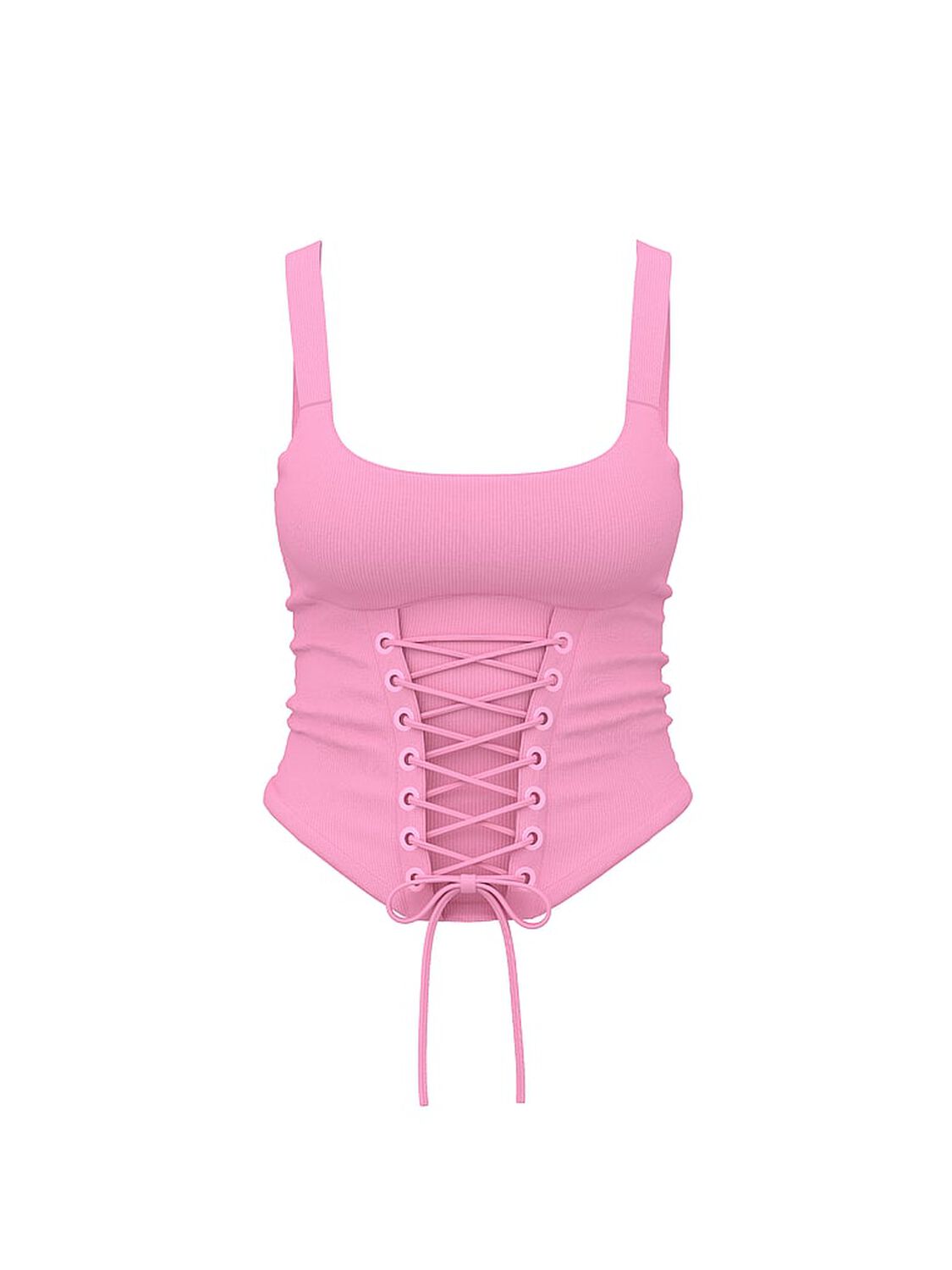 vs Pink All-Day Soft Ribbed Lace-Up Corset Top Pink Lollipop 3 of 3 