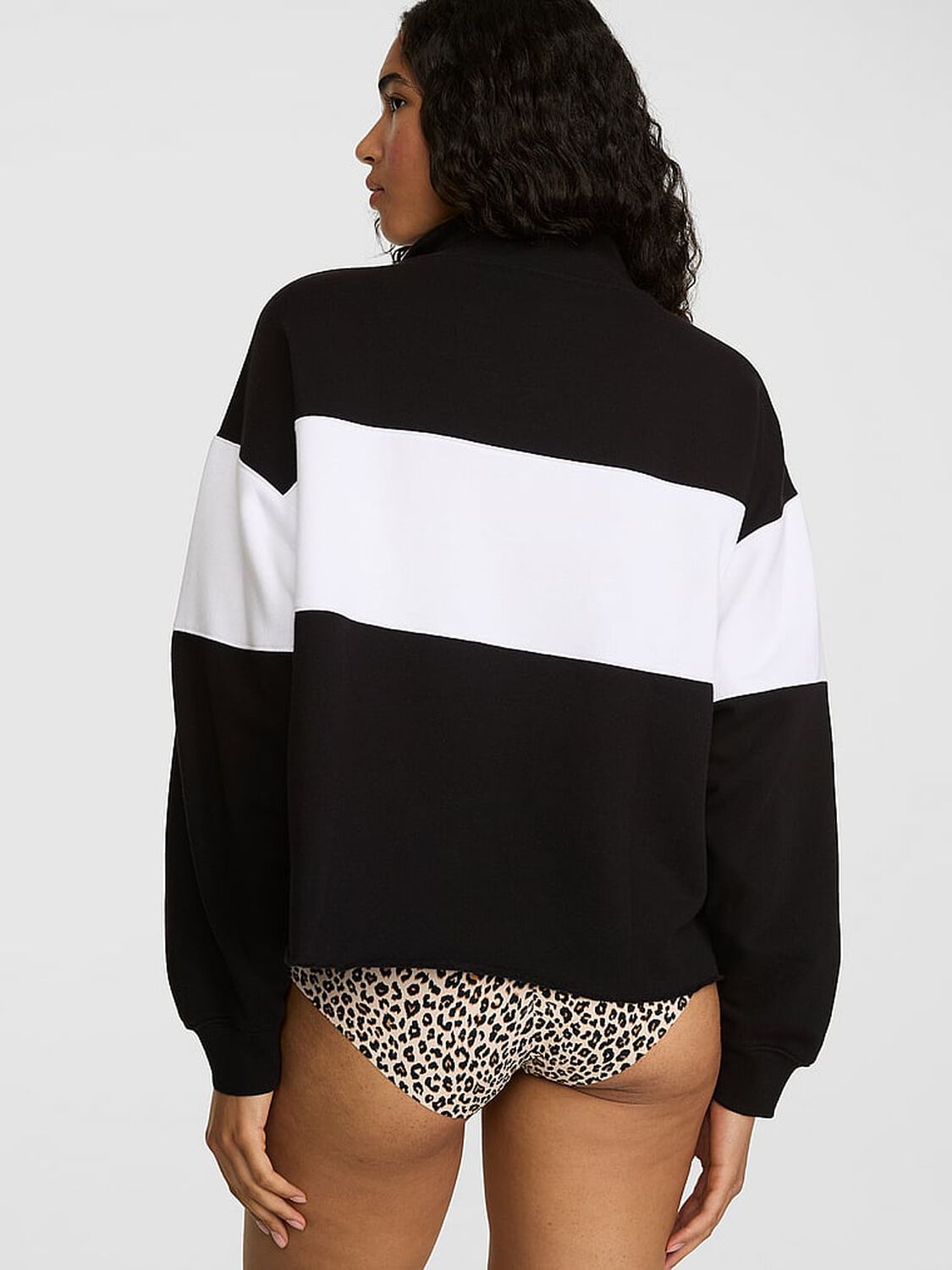 vs Pink Campus Terry&trade; Quarter-Zip Sweatshirt Pure Black 2 of 3 