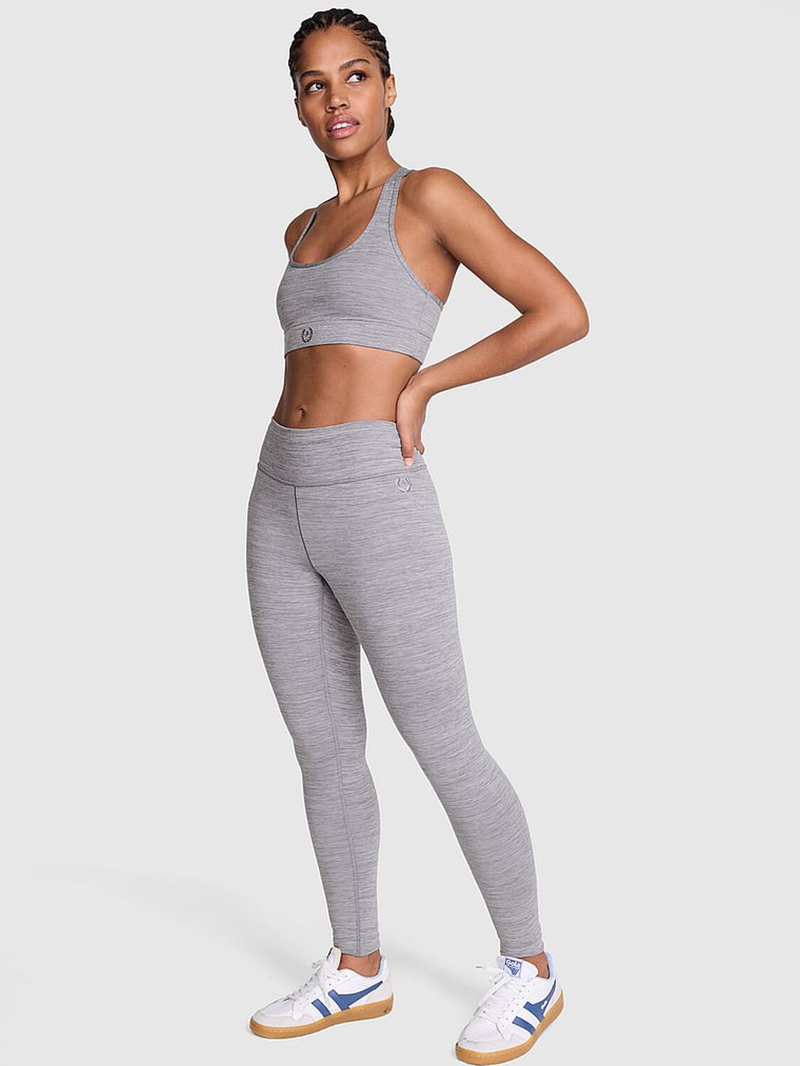 vs Pink PINK Relay&trade; Ruched Leggings Night Owl Grey Marl 1 of 4 