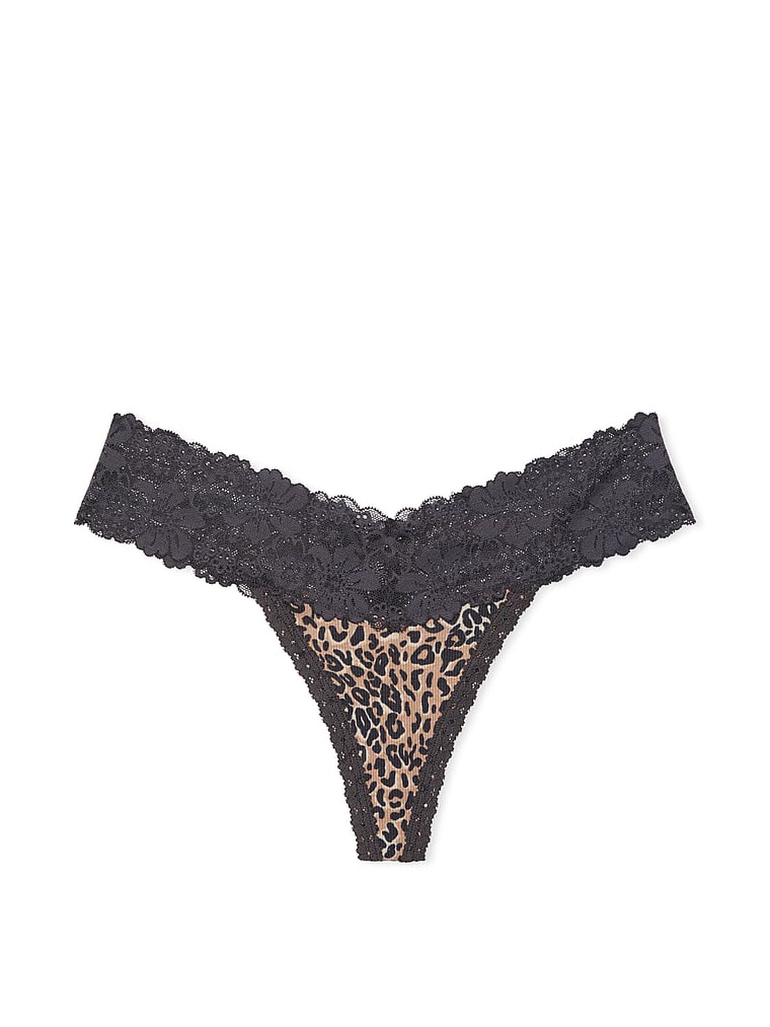 vs Pink Wink Lace-Trim Thong Panty Praline Leopard Print 3 of 3 