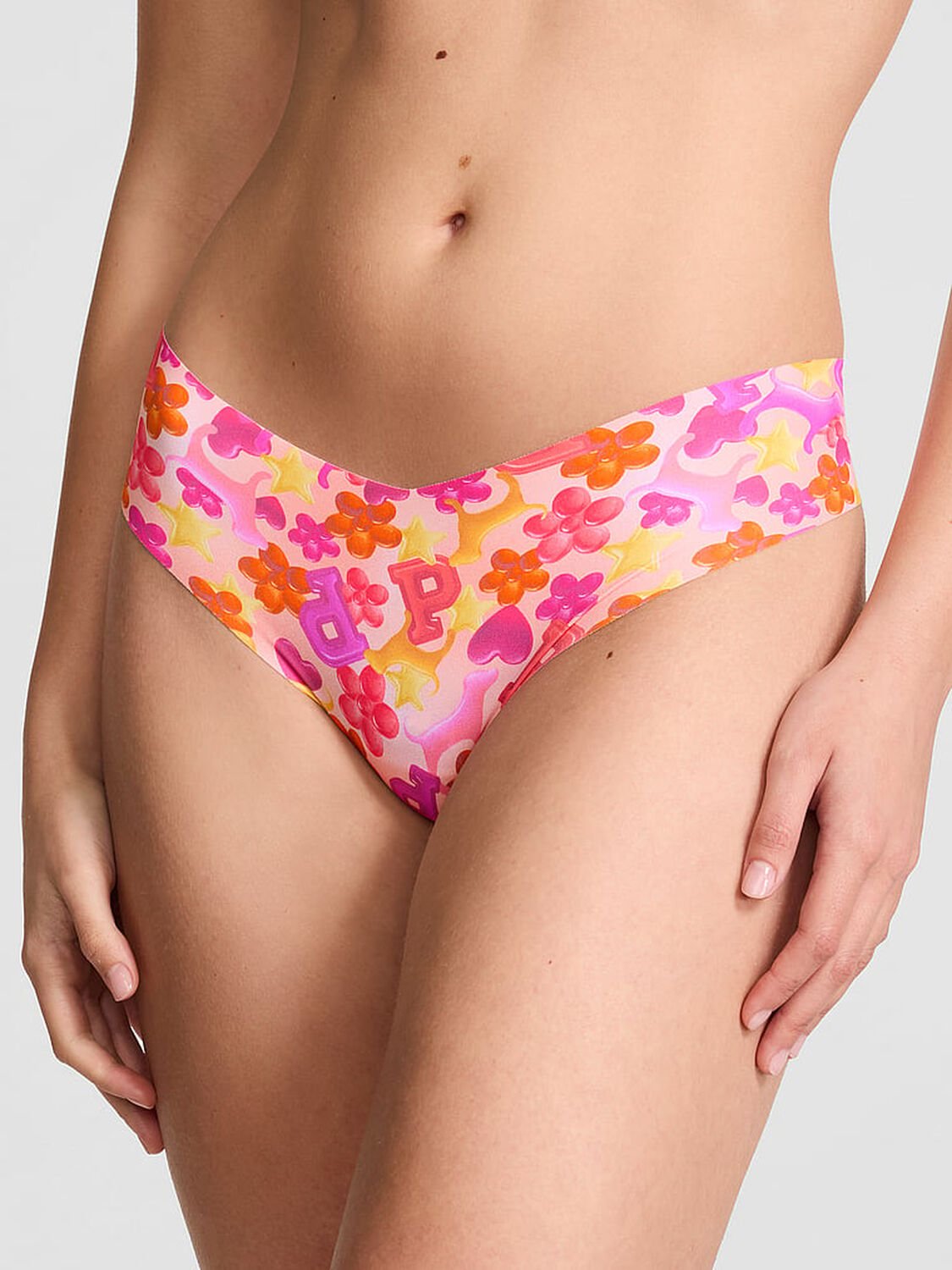 vs Pink No-Show Thong Panty Delicate Pink Jellies Print 1 of 3 