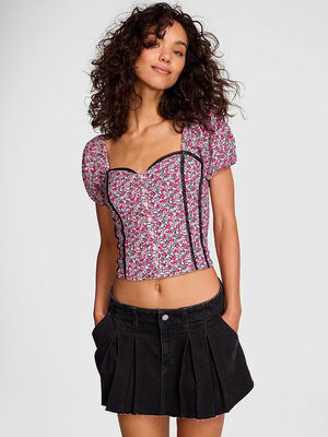 Puff-Sleeve Corset Top