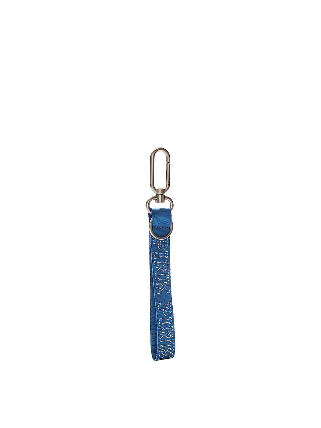 vs Pink Wristlet Strap Keychain Varsity Blue With Bling Logo 1 of 2 