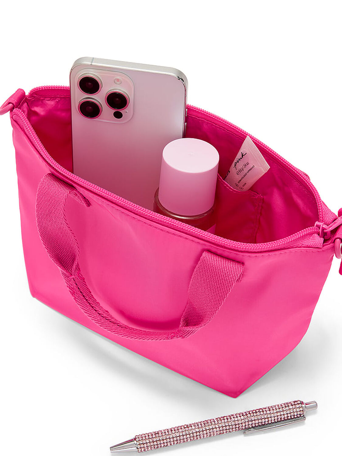 vs Pink Mini Crossbody Nylon Tote Bag Pink Twirl 3 of 4 