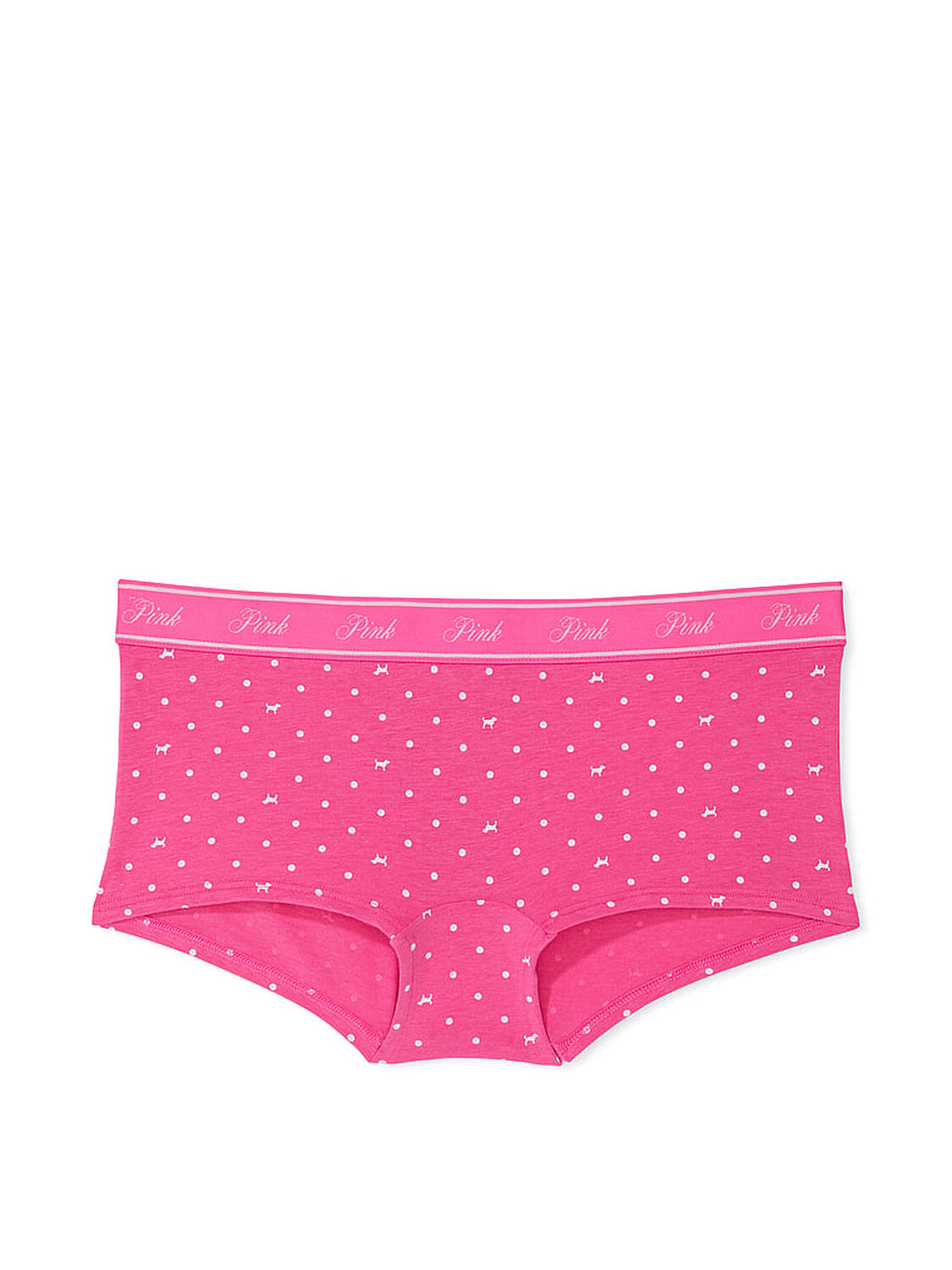 vs Pink Logo Cotton Boyshort Panty Pink Gossip Dot Dog Print 1 of 2 