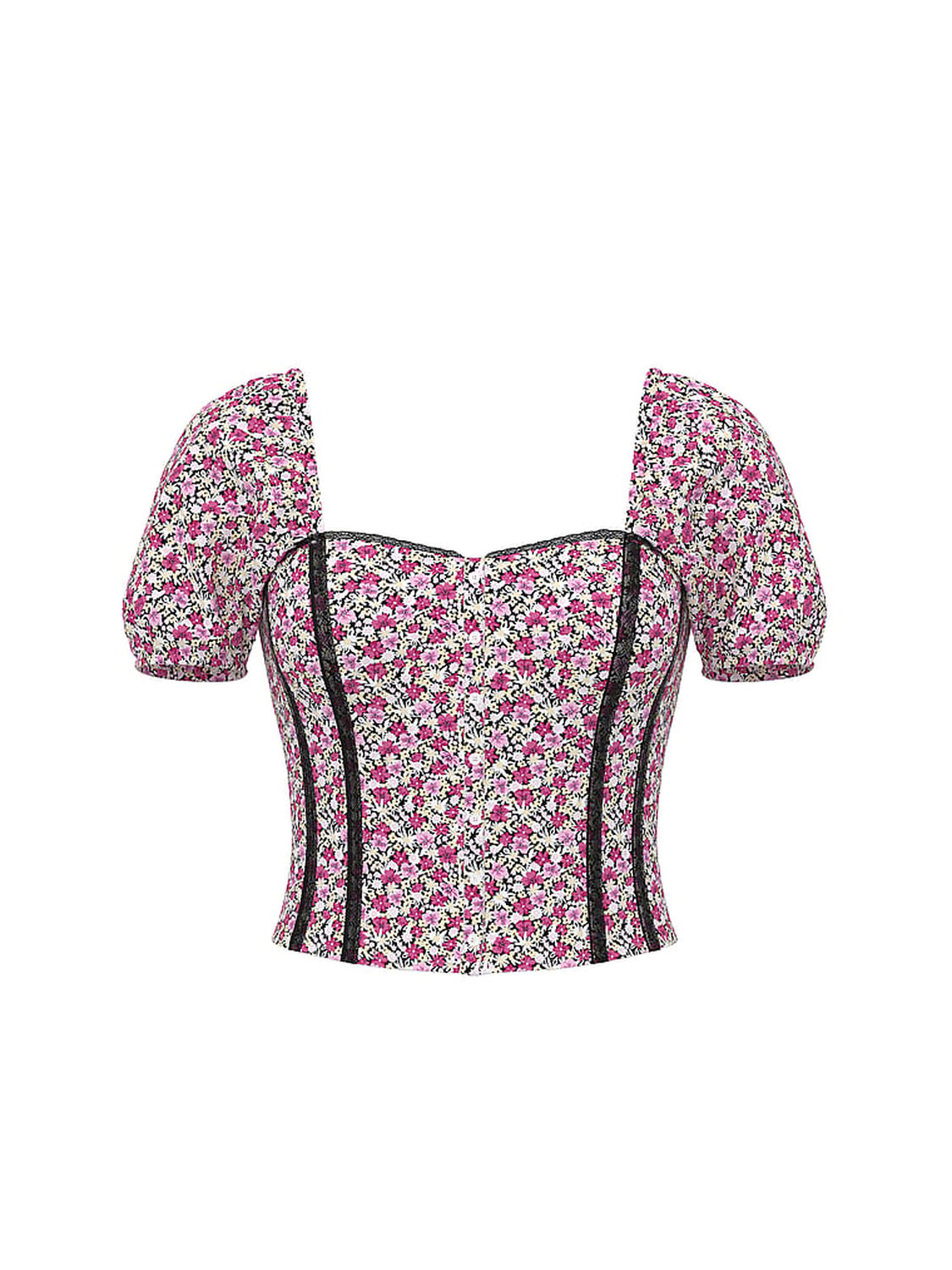vs Pink Puff-Sleeve Corset Top Pink Floral 3 of 3 