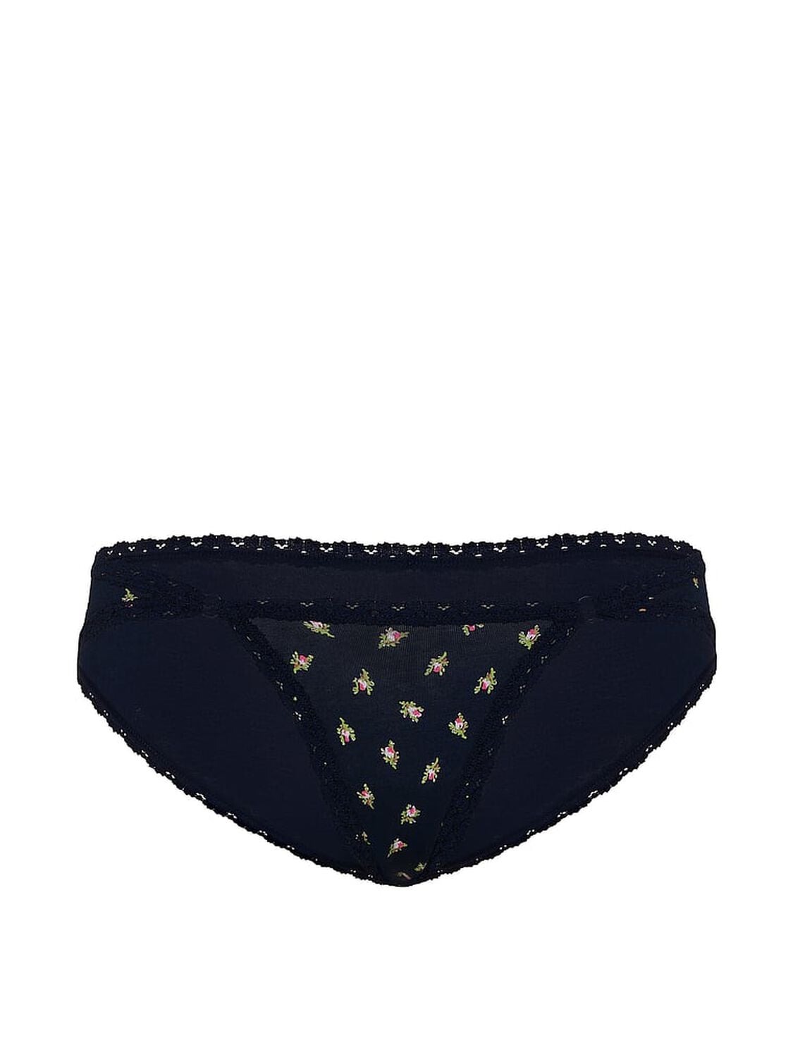 vs Pink Cotton Lace-Trim Cheeky Panty Noir Navy Rose With Noir Navy Lace 3 of 3 