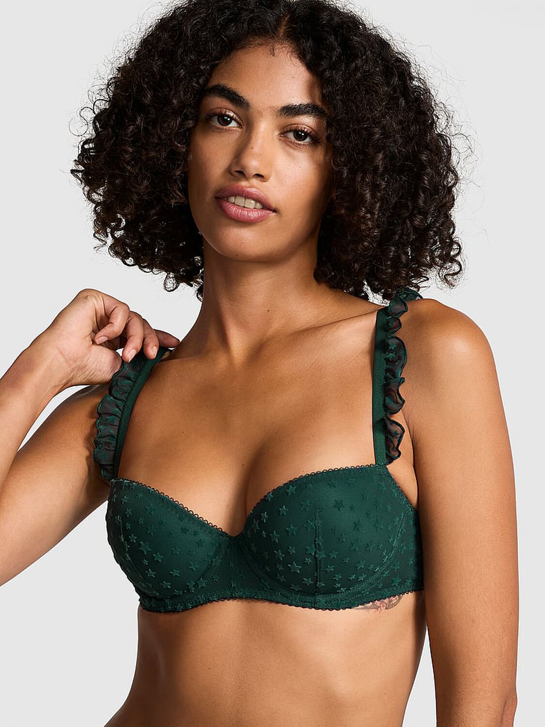 vs Pink Wink Push-Up Balconette Bra Deep Forest 1 of 4 