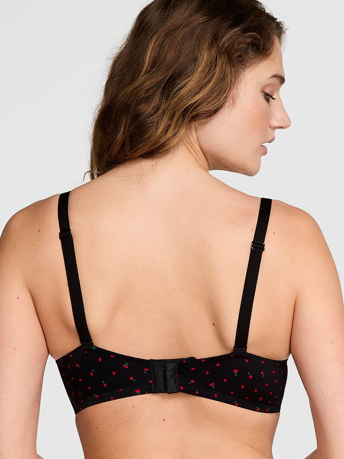 vs Pink Wear Everywhere Wear Everywhere Super Push-Up Bra Black Cherry Heart Print 2 of 3 