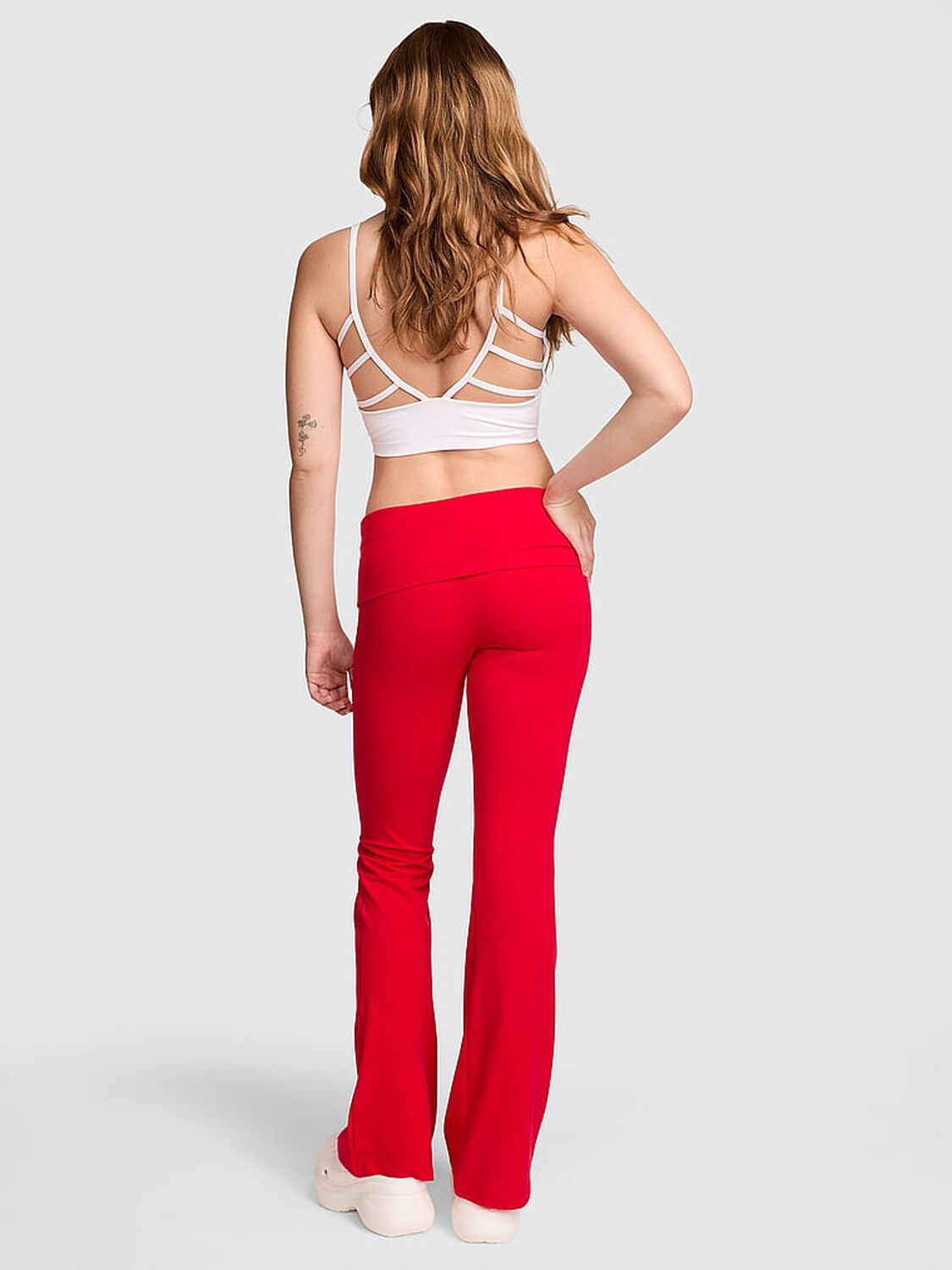 vs Pink All-Day Cotton Foldover Flare Leggings Red Pepper Bling Game Day Capsule 2 of 3 