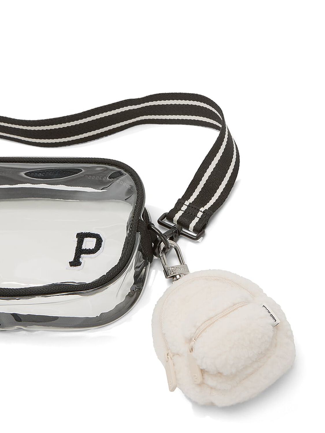 vs Pink Mini Backpack Keychain Charm Winter White Plush Teddy 2 of 2 