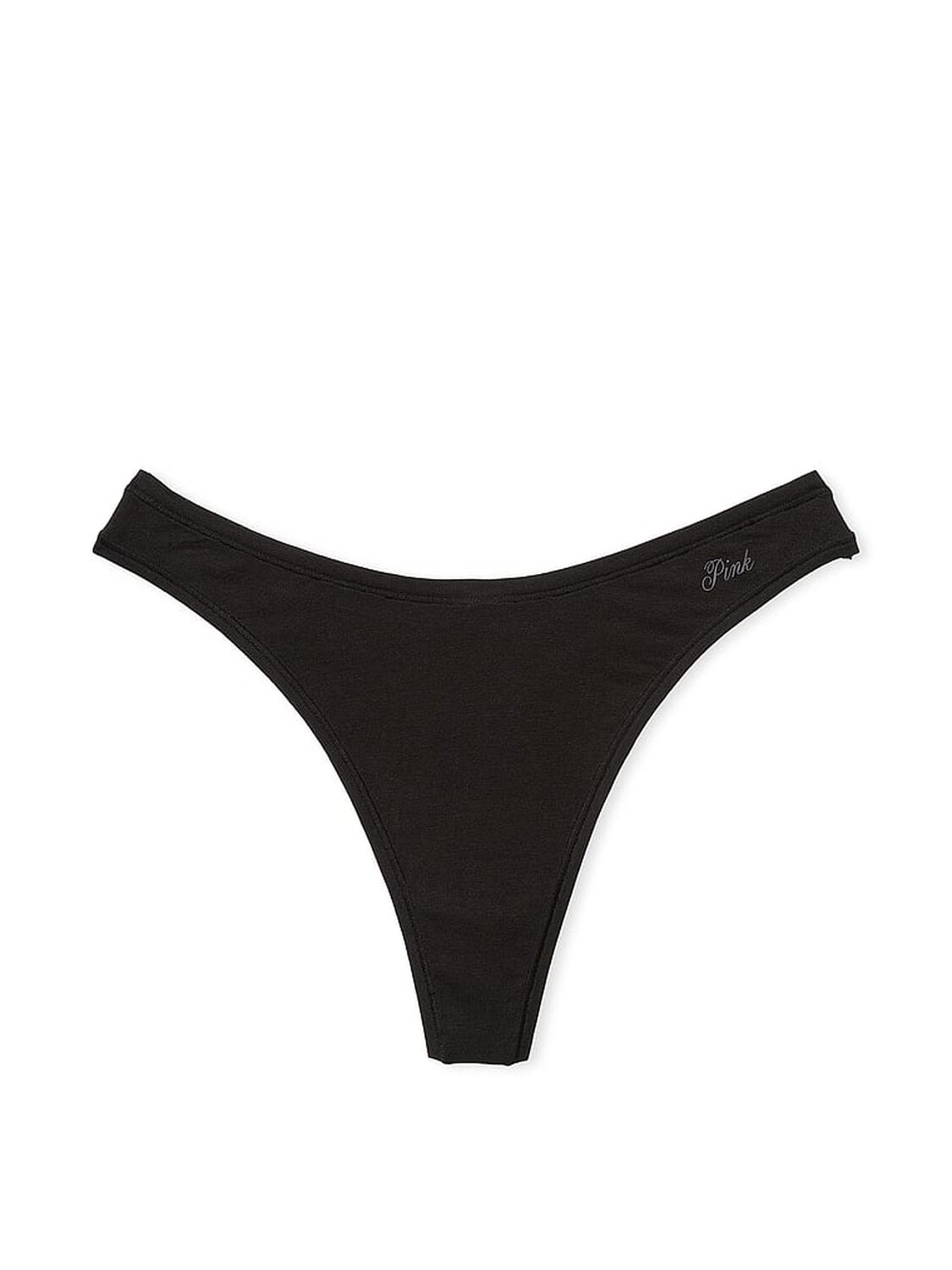 vs Pink Cotton High-Leg Thong Panty Pure Black 3 of 3 