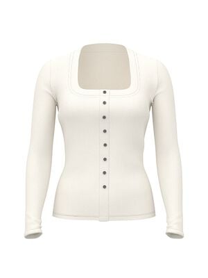 Vintage Ribbed Button-Down Long-Sleeve Tee