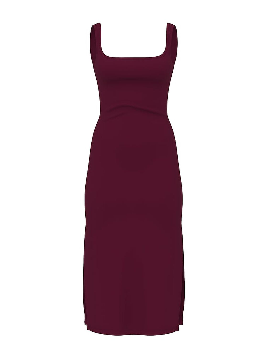 vs Pink All-Day Soft Ribbed Bodycon Midi Dress Wild Rose 1 of 2 
