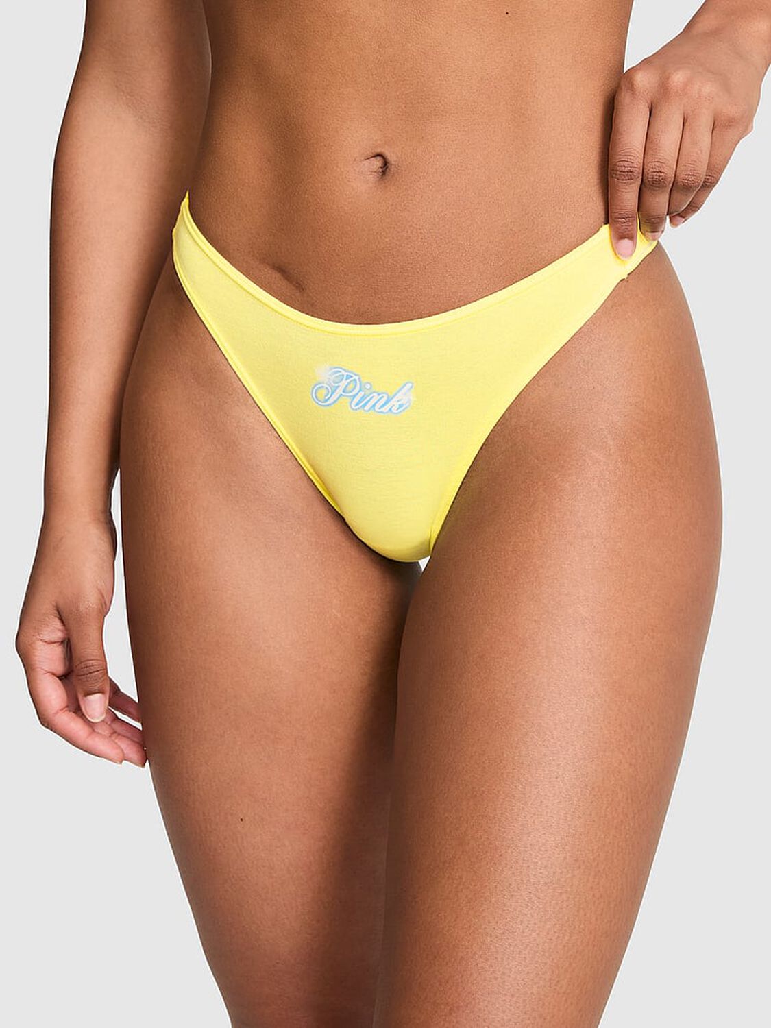 pink Pink Logo Cotton High-Leg Thong Panty Pineapple Ice With Pink Graphic 1 of 3 