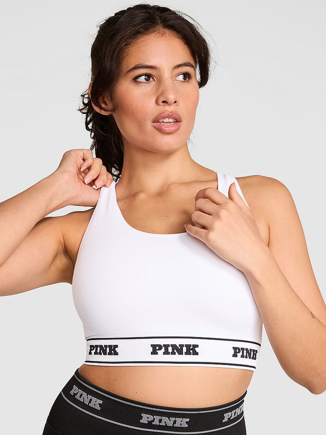 vs Pink Seamless Reversible Sports Bra Vs White 1 of 3 
