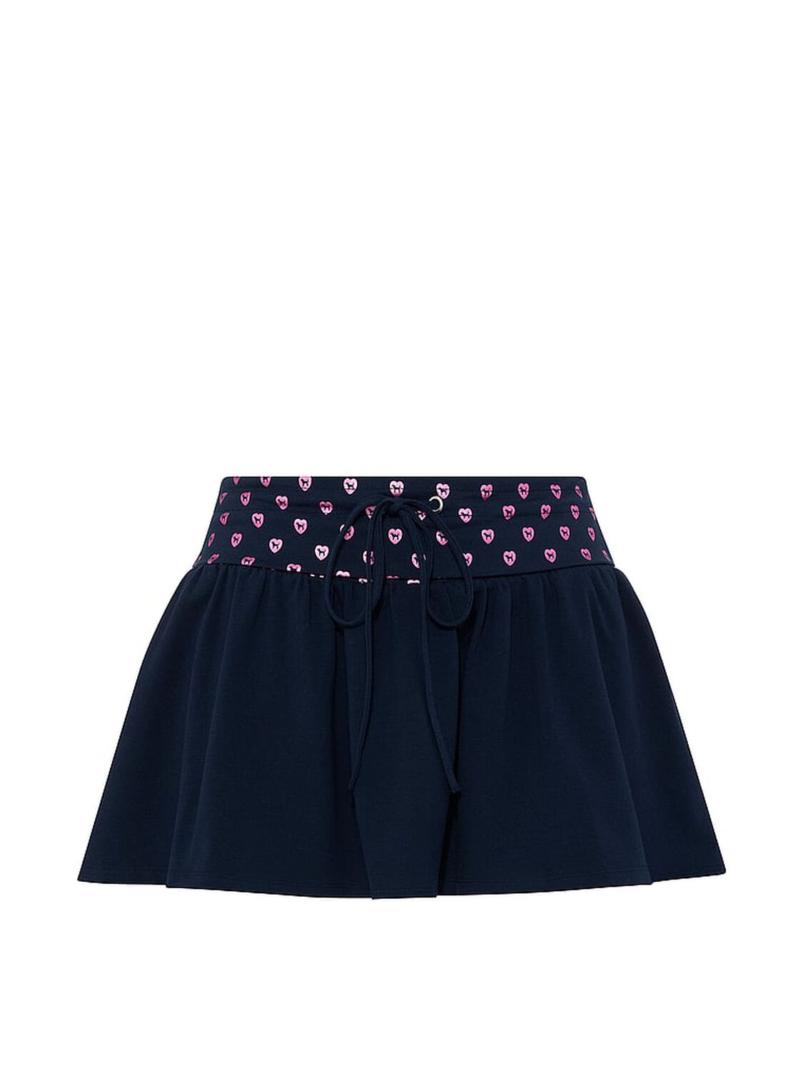 vs Pink All-Day Cotton&trade; Foldover Flirty Mini Skort Noir Navy Foil 3 of 3 