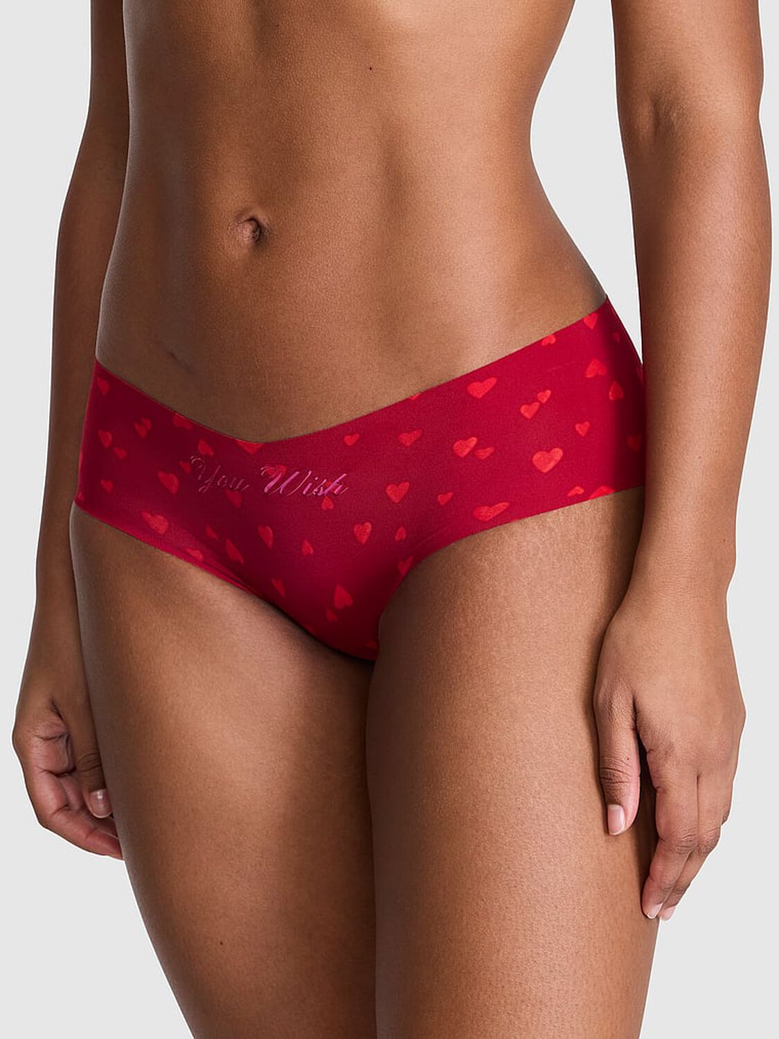 vs Pink No-Show Hiphugger Panty Red Heart  With You Wish Foil Graphic 1 of 3 
