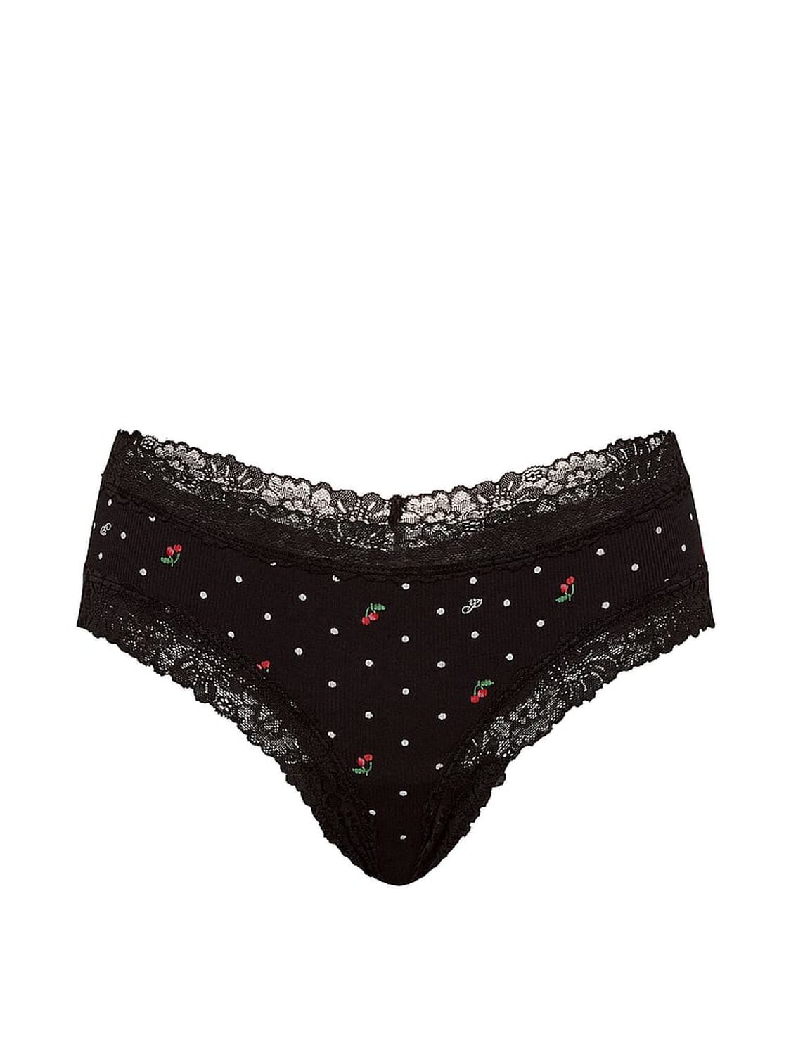 vs Pink PINK Wink&trade; Lace-Trim Cheeky Panty Black Cherry Dot Print 3 of 3 