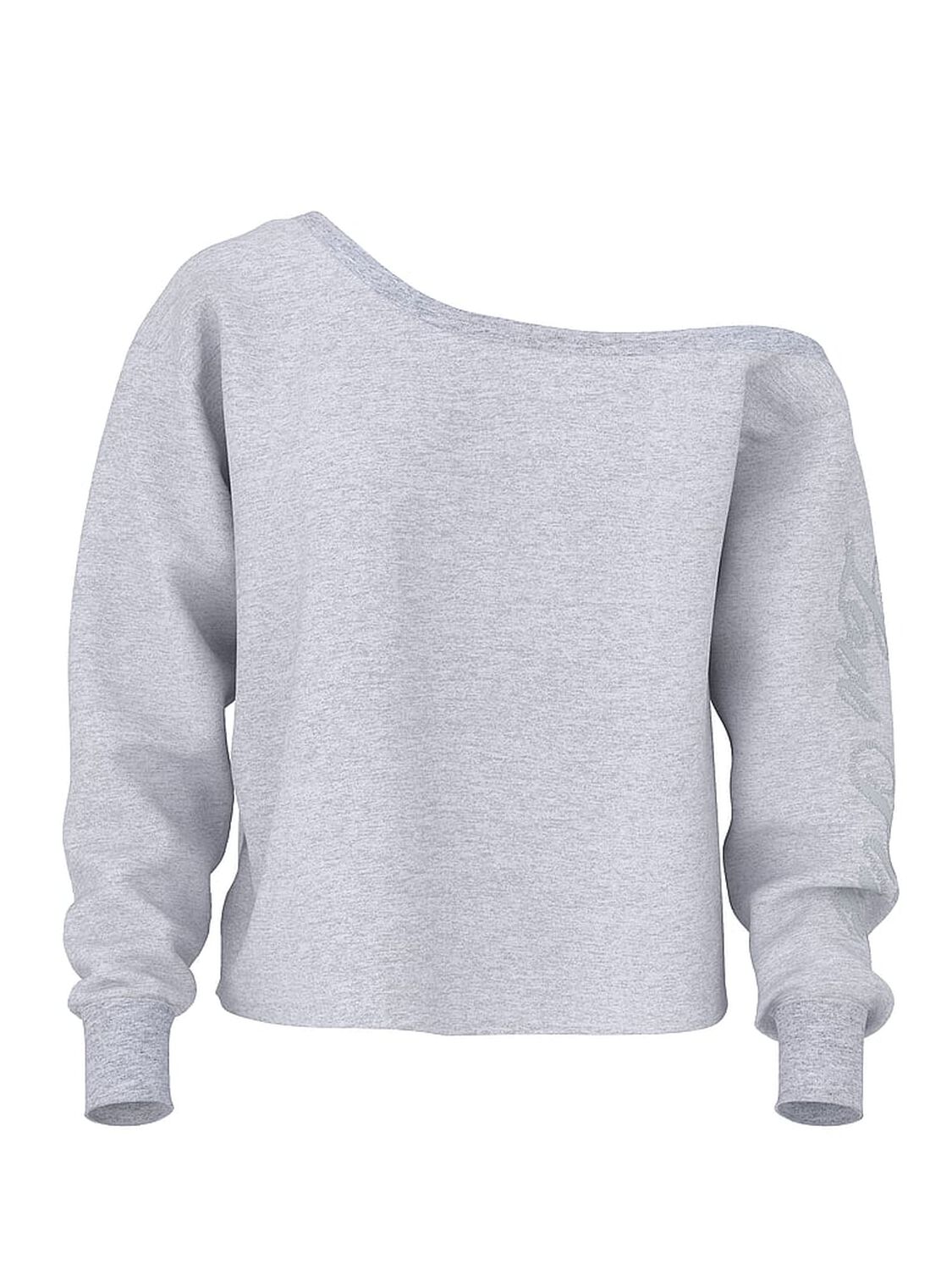 vs Pink Campus Fleece&trade; Rib Off-The-Shoulder Sweatshirt Medium Heather Grey Spring 3 of 3 