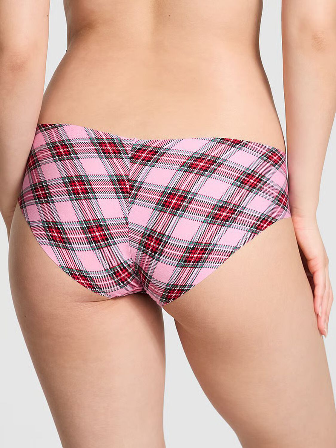 vs Pink No-Show Hiphugger Panty Pink Lollipop Plaid Print With Niceish Foil Graphic 2 of 2 