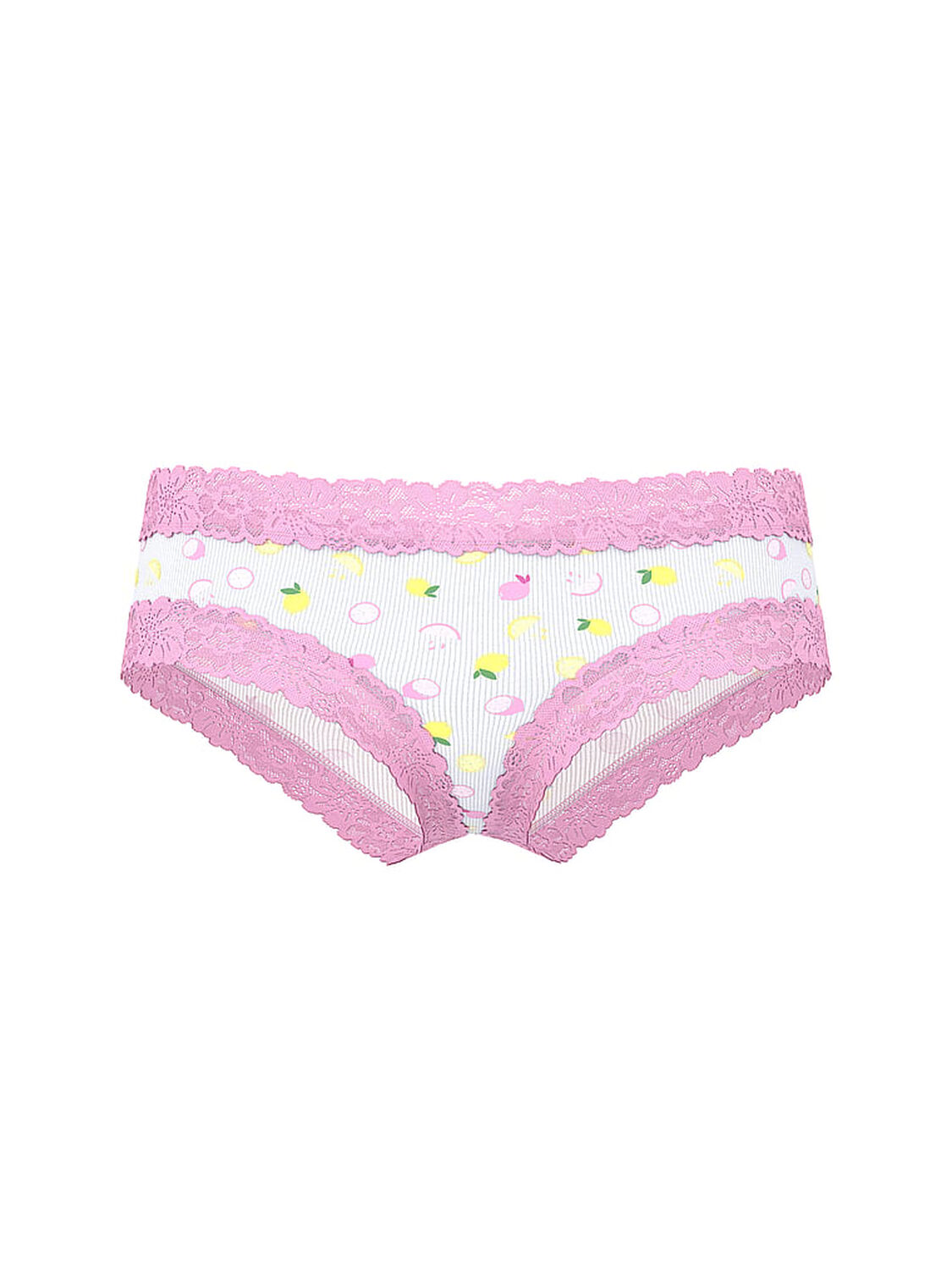 vs Pink Wink Lace-Trim Cheeky Panty White Lemon Print 1 of 3 
