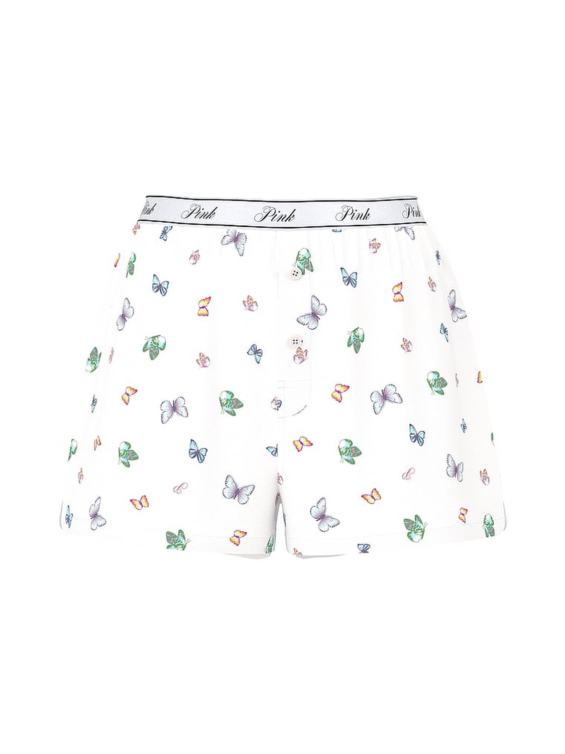 vs Pink Boxy Cotton Pajama Shorts White Butterfly Print 3 of 3 