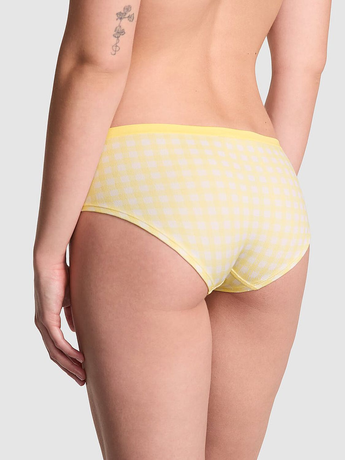 vs Pink No-Show Hiphugger Panty Mellow Yellow Gingham Print 2 of 3 