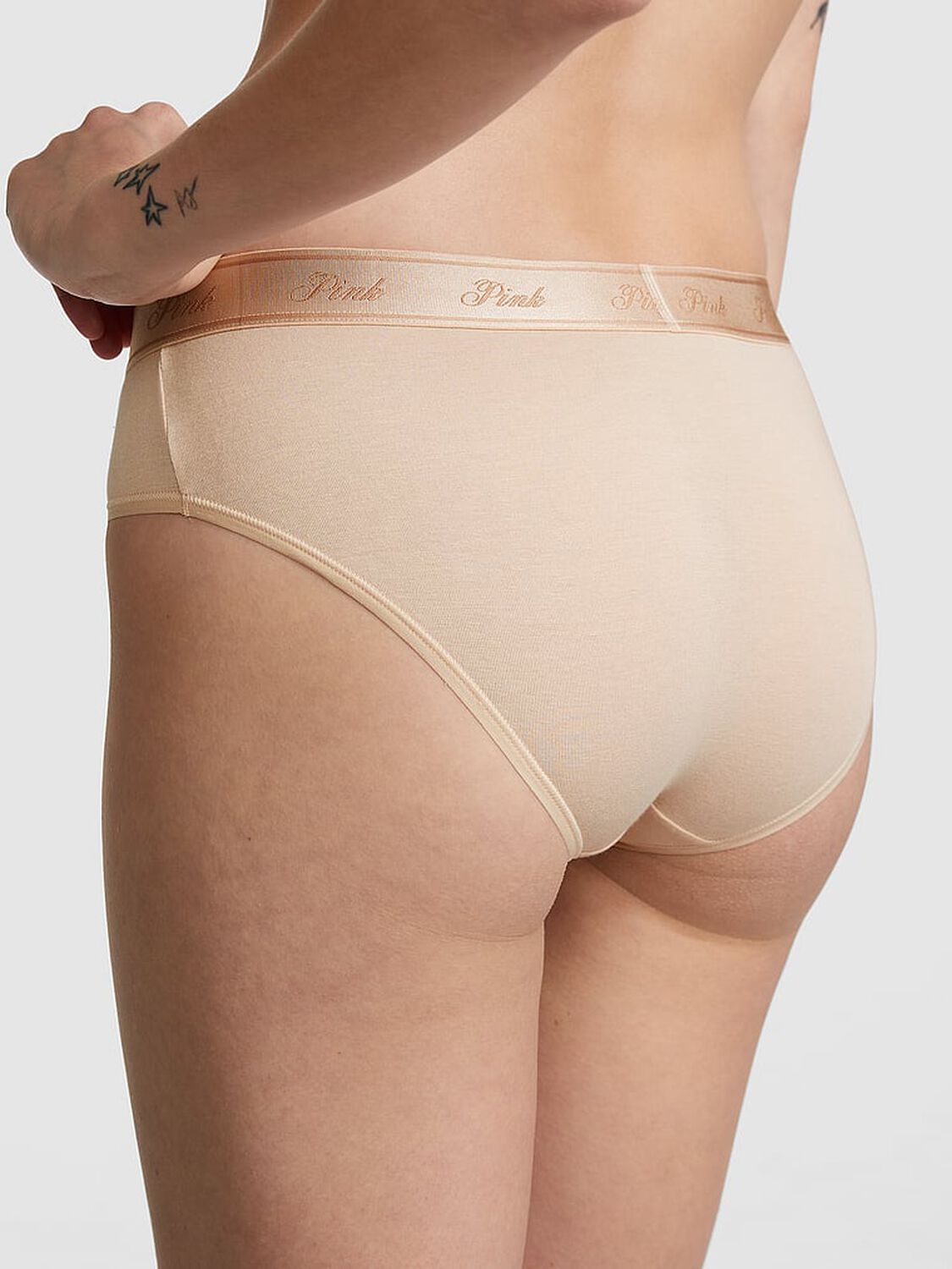 vs Pink Logo Cotton Hiphugger Panty Marzipan 2 of 3 
