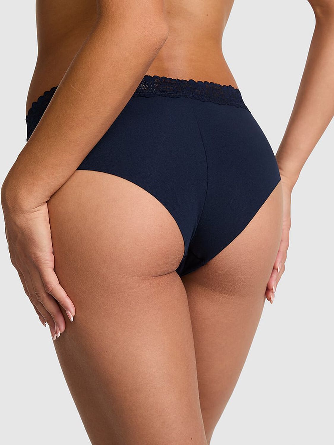 vs Pink No-Show Cotton Cheeky Panty Noir Navy 2 of 3 