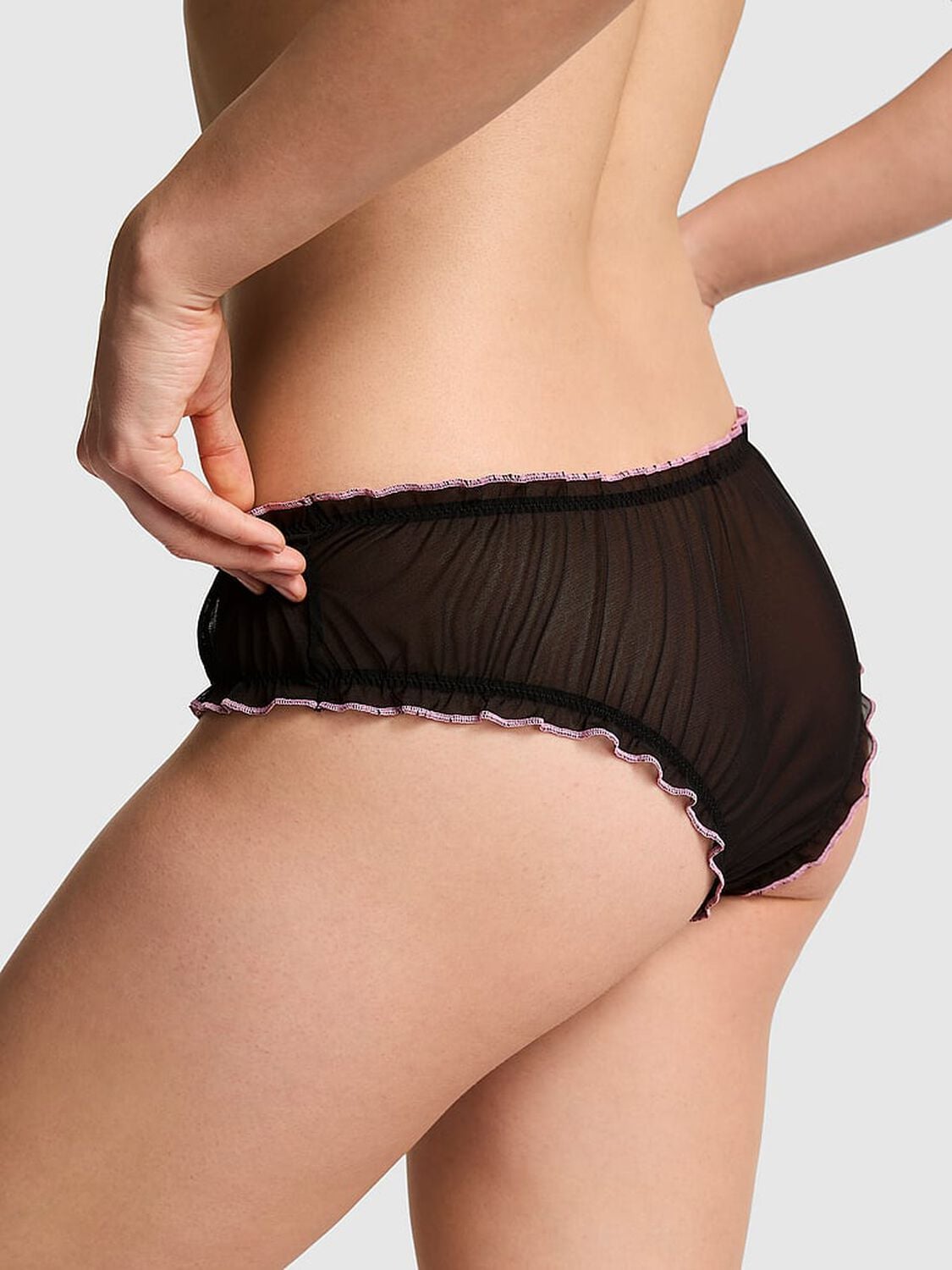 vs Pink PINK Wink&trade; Ruﬄe Cheeky Panty Black 2 of 2 