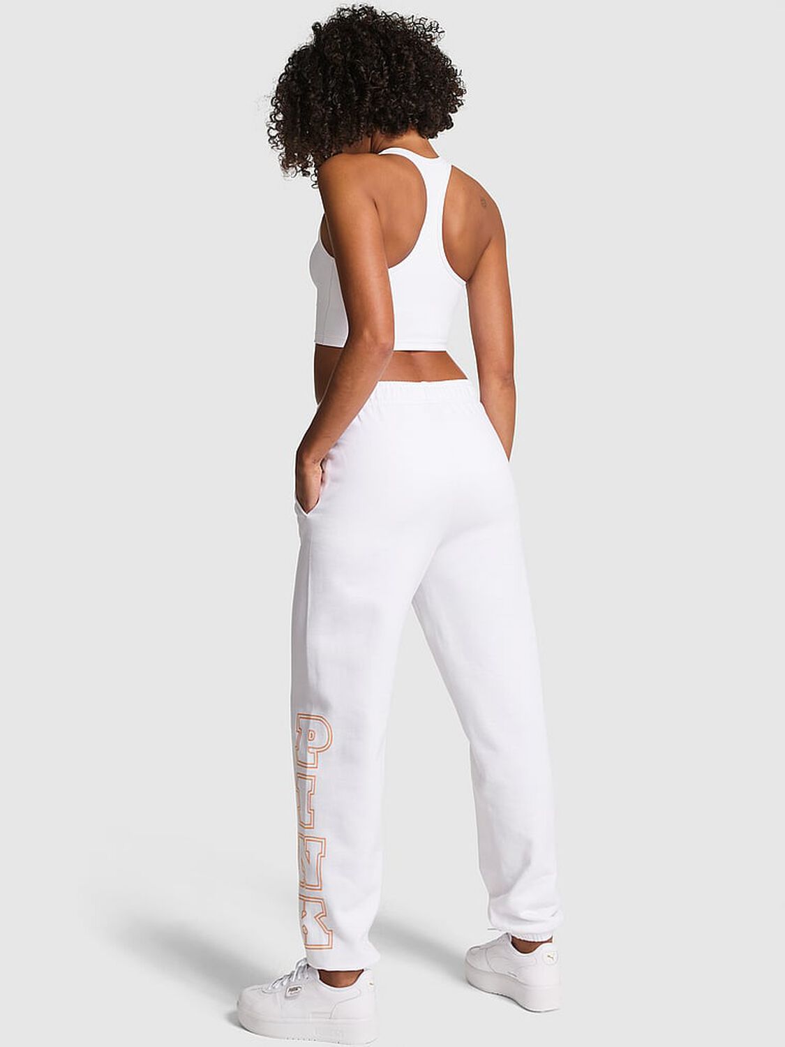 vs Pink Ivy Fleece Campus Sweatpants Vs White 2 of 4 