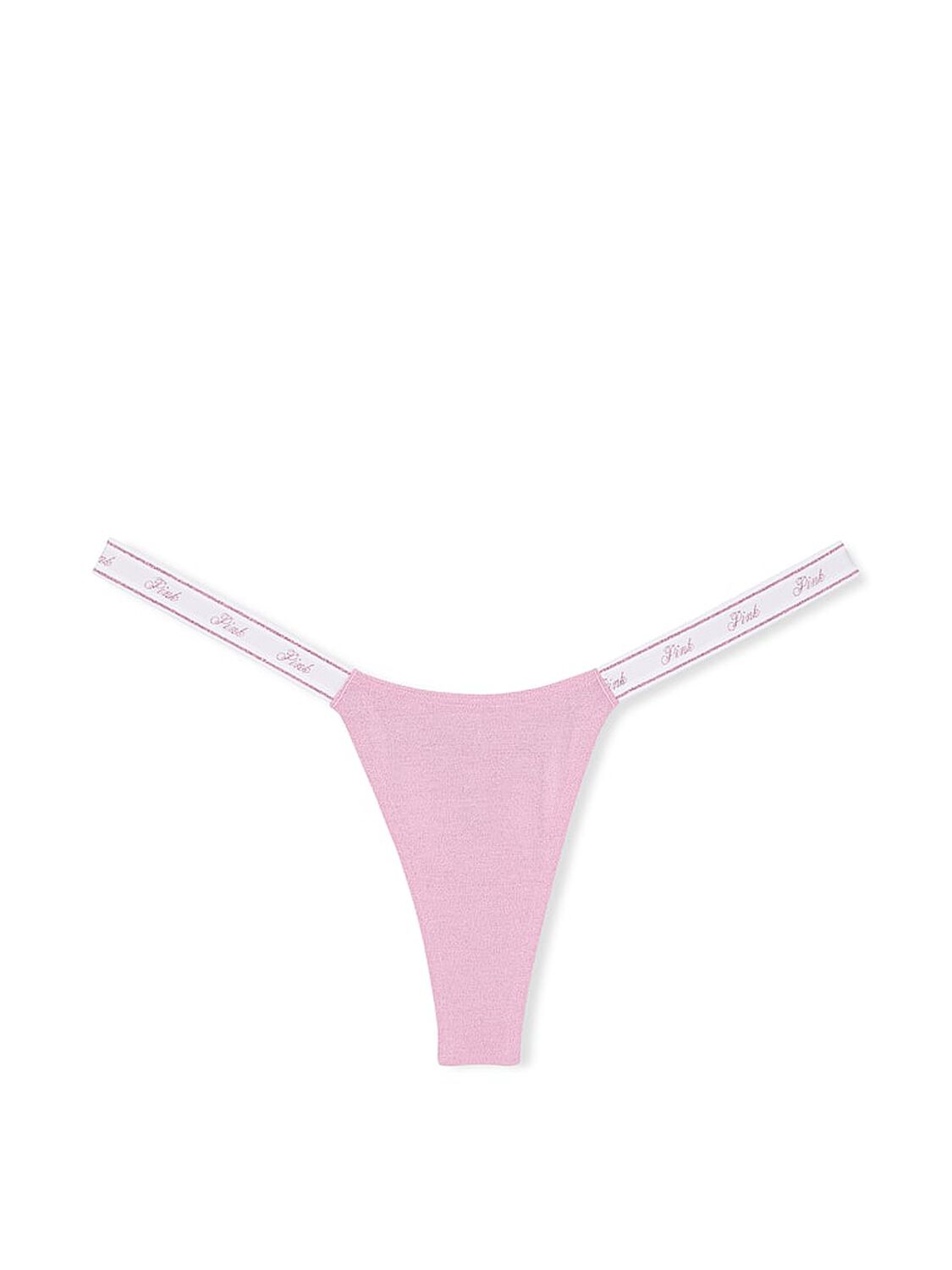 vs Pink Logo Cotton Shimmer Micro Thong Panty Petal Pink 3 of 3 