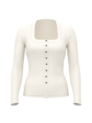 Vintage Ribbed Button-Down Long-Sleeve Tee