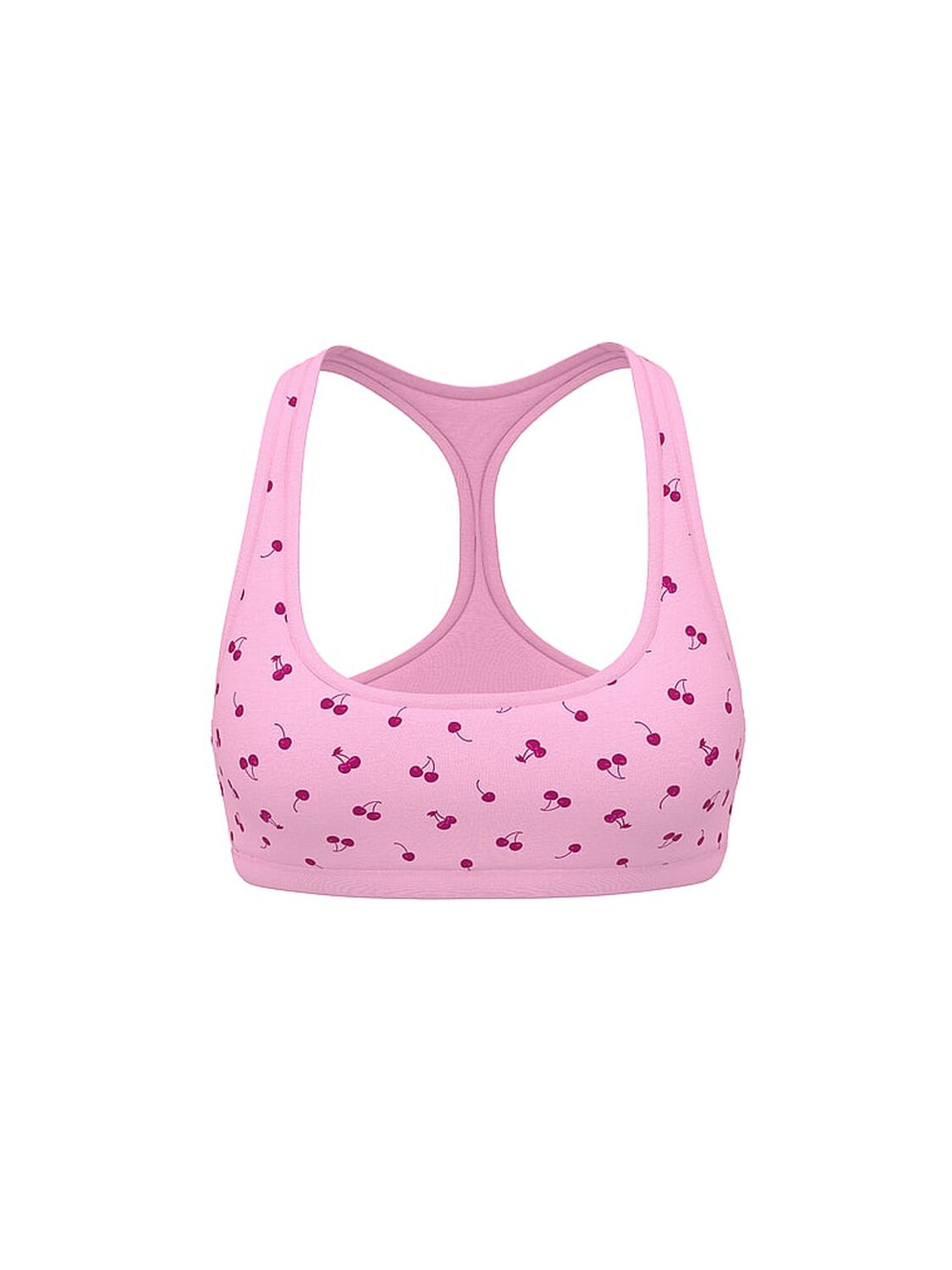 vs Pink Cotton Dorm Unlined Racerback Bralette Hushed Lilac Cherry Print 3 of 4 