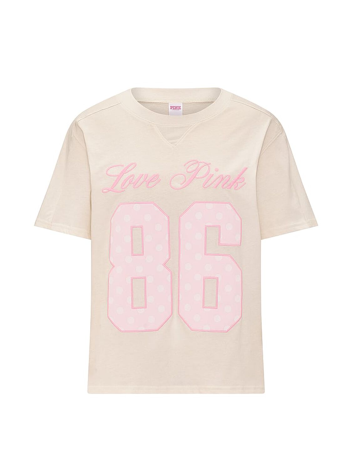 vs Pink Campus Cotton&trade; V-Stitch Crewneck Boxy Tee Cozy White 3 of 3 