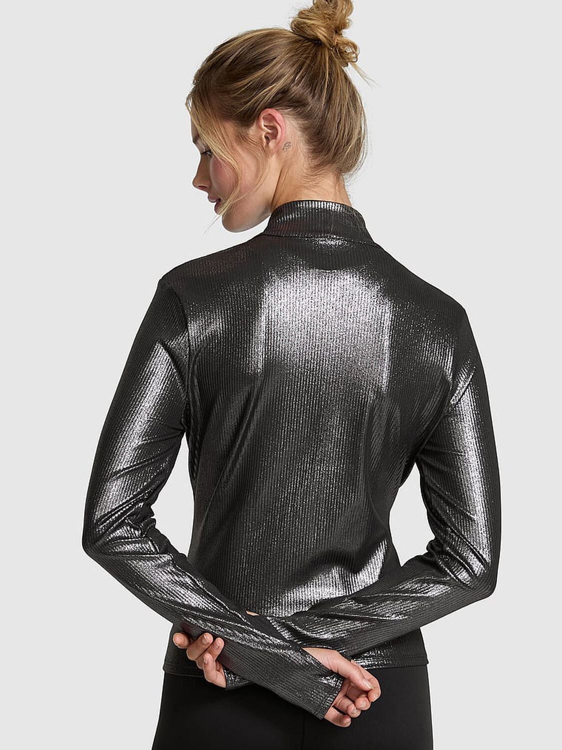 pink Pink Relay Ribbed Full-Zip Jacket Pure Black Foil 2 of 2 