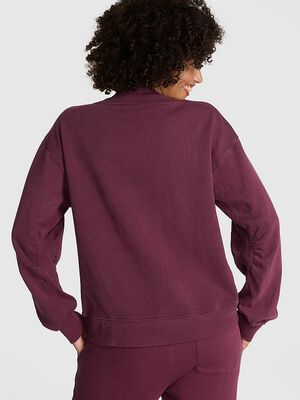 Ivy Fleece V-Neck High-Low Cropped Sweatshirt