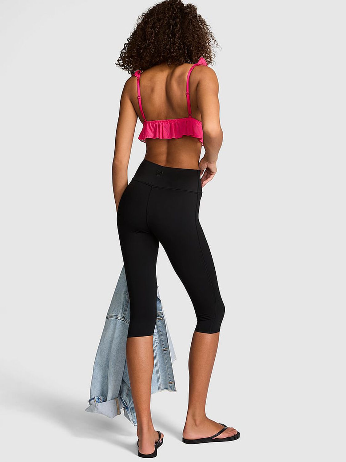 vs Pink PINK Relay&trade; Capri Leggings Pure Black 2 of 3 