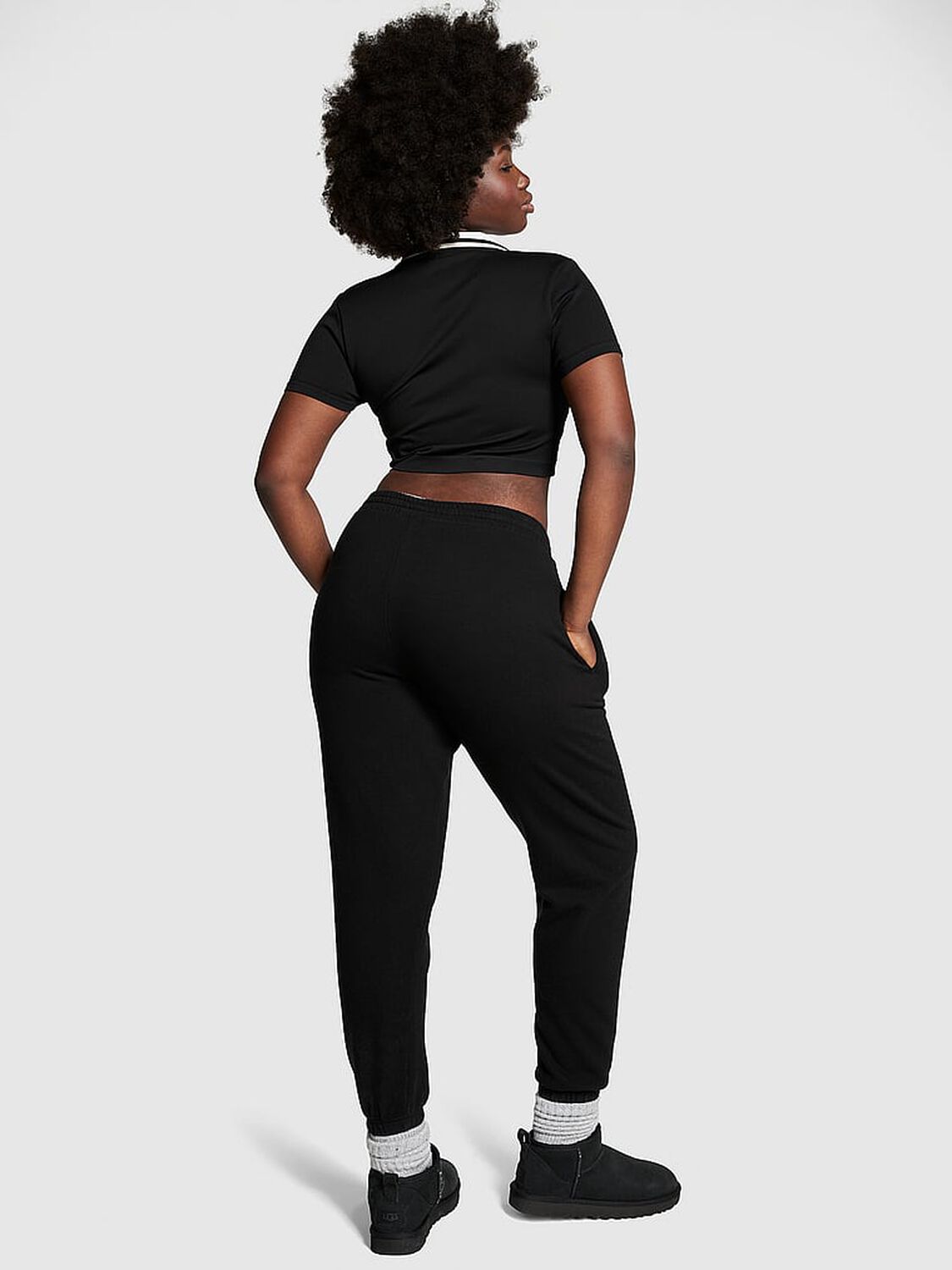 vs Pink Ivy Fleece Slim Sweatpants Pure Black 2 of 3 