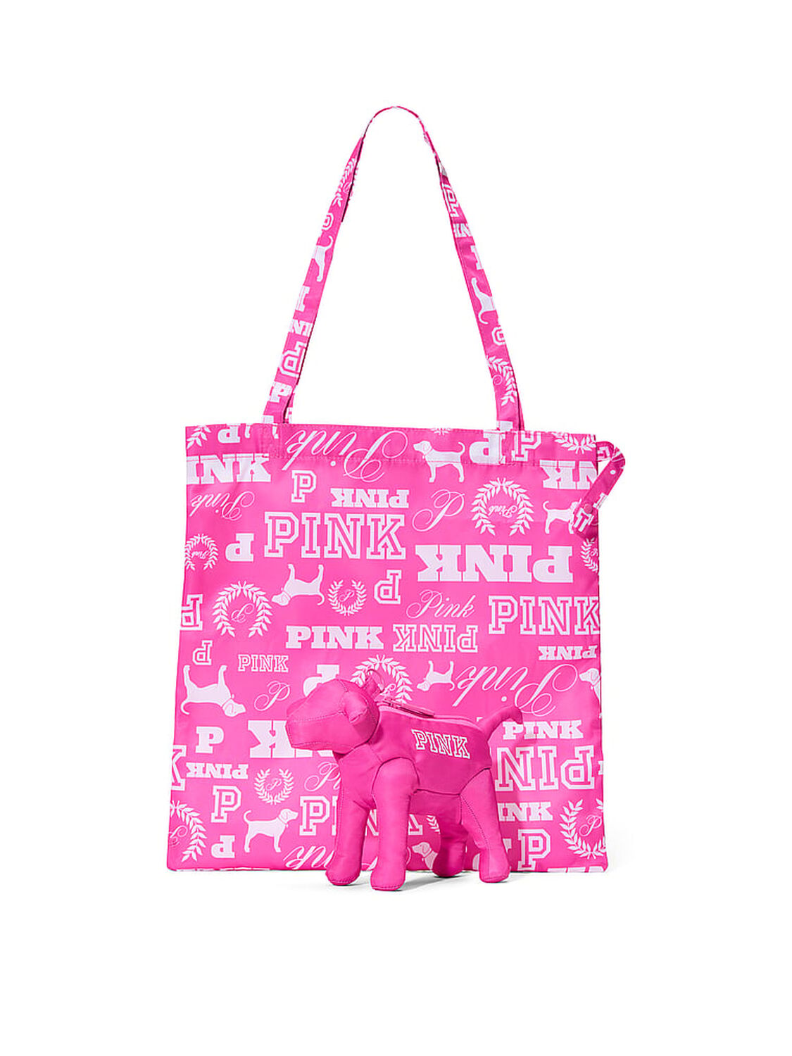 vs Pink Packable Tote Bag Pink Gossip Dog Print 4 of 4 